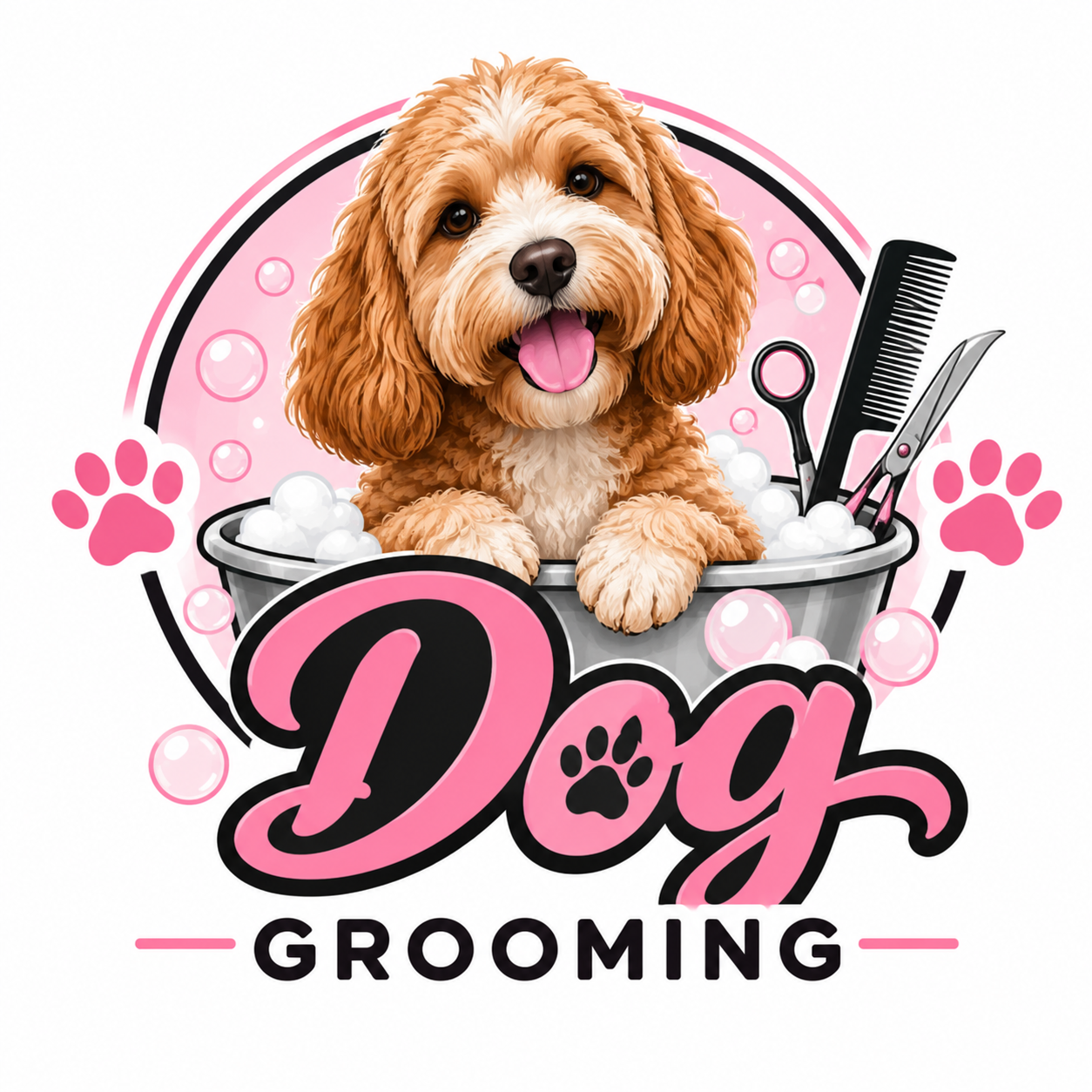 Dog groomer at work